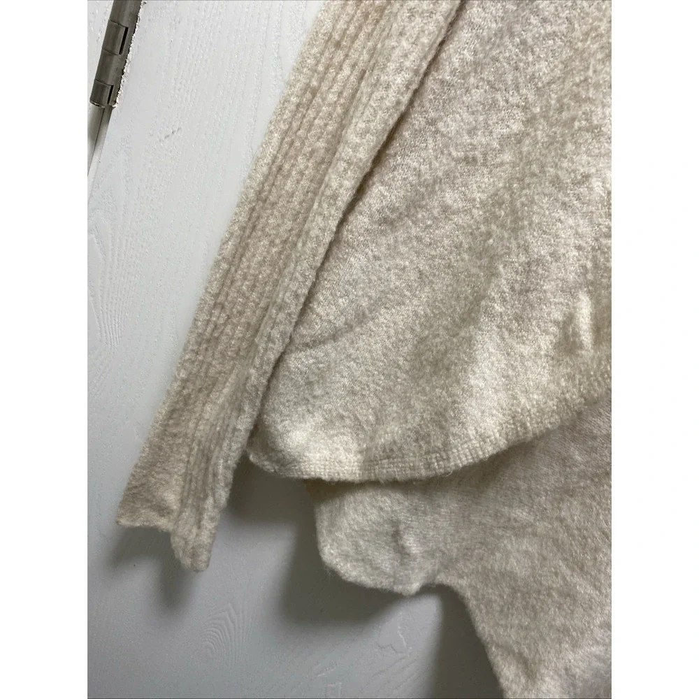 Free People Cascade Cream Soft Knit Mock Neck Sweater Cardigan Small